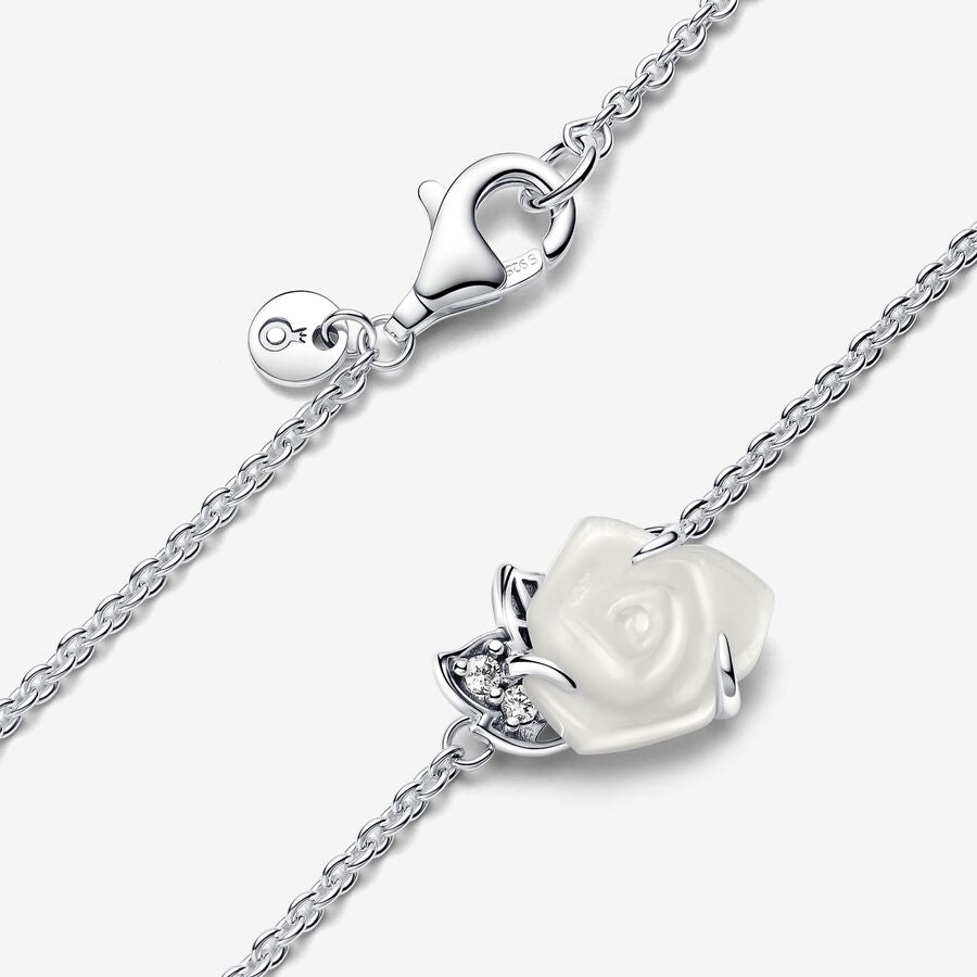 Pandora White Rose in Bloom Collier Necklace