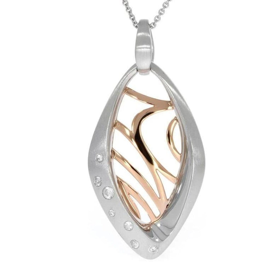 Breuning Rose Gold & Rhodium Plated Sterling Silver White Sapphire Necklace