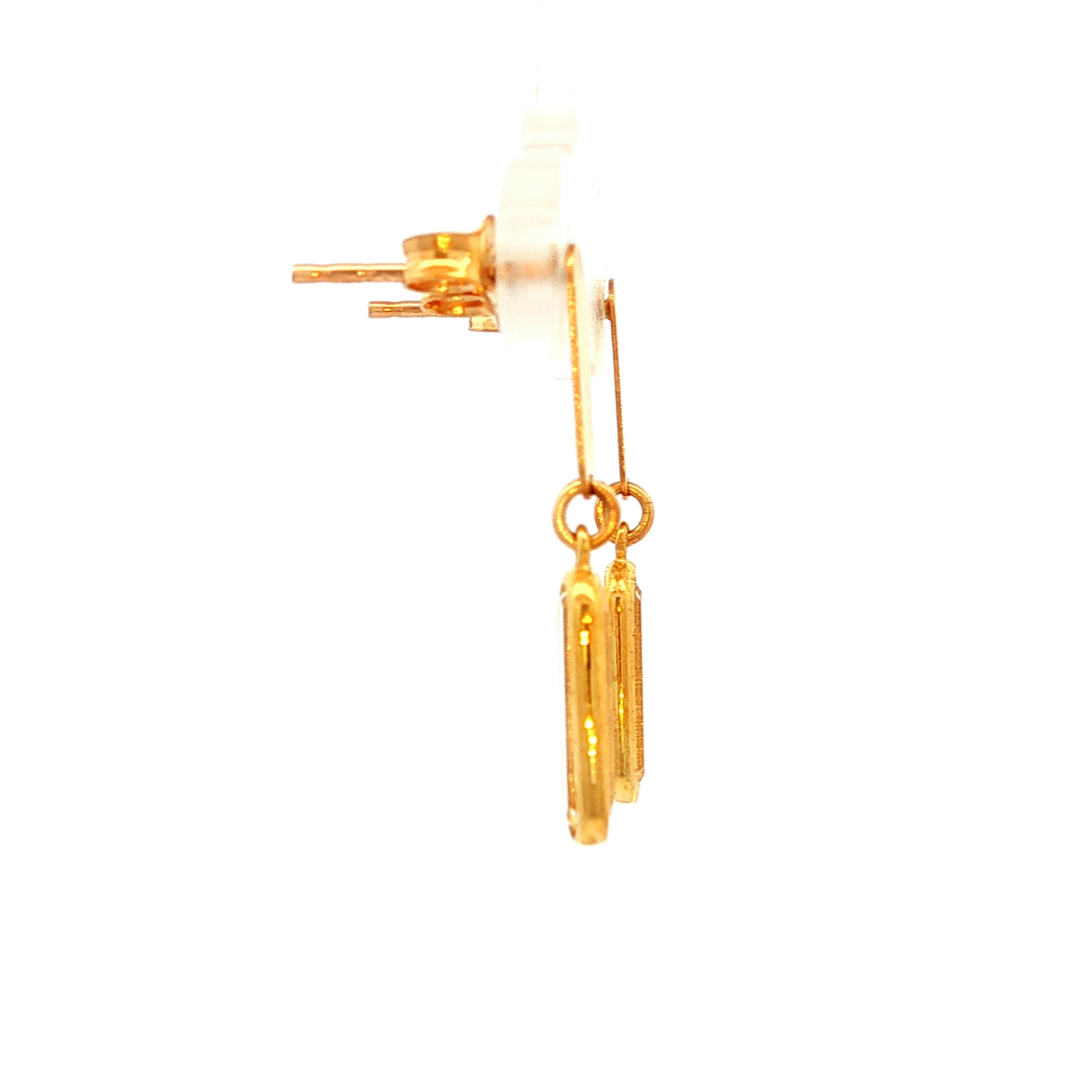Flat Bar/Paper Clip Drop Earrings in Yellow Gold