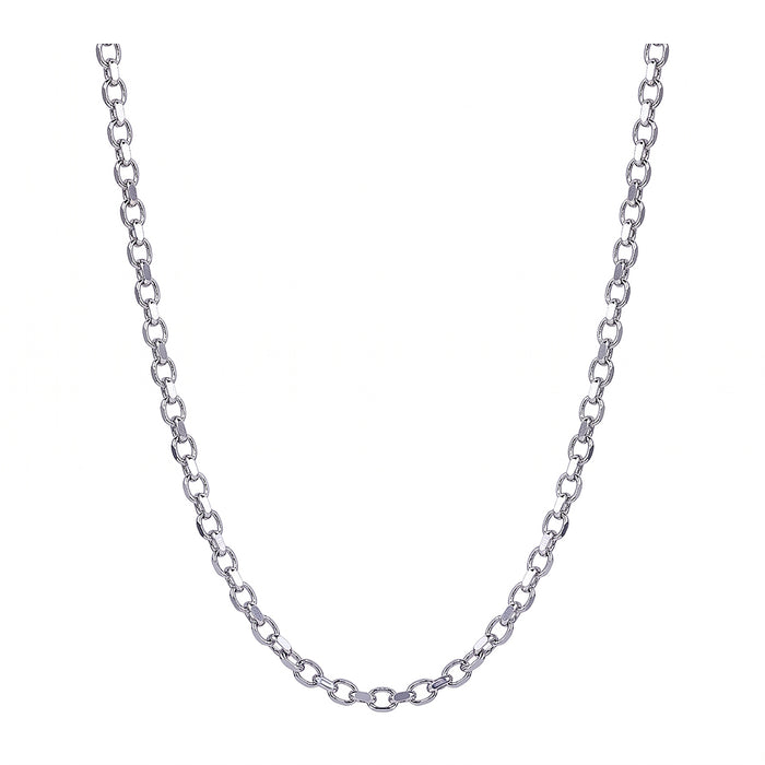 Sterling Silver Oval Belcher Diamond Cut Chain