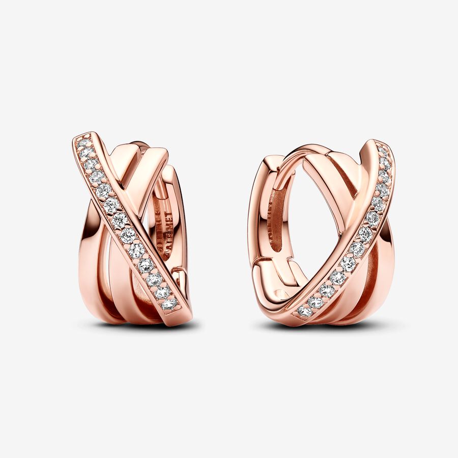 Pandora Crossover Pavé Hoop Earrings
