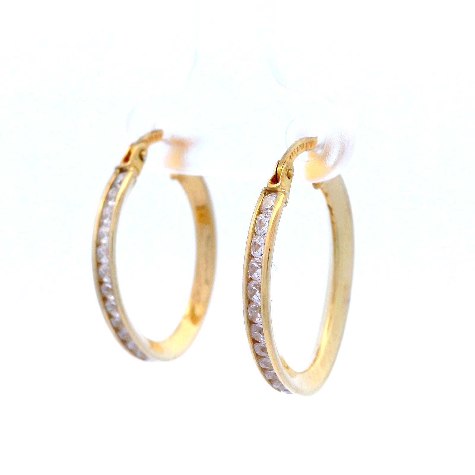 Silver Filled Cubic Zirconia Oval Hoop Earrings