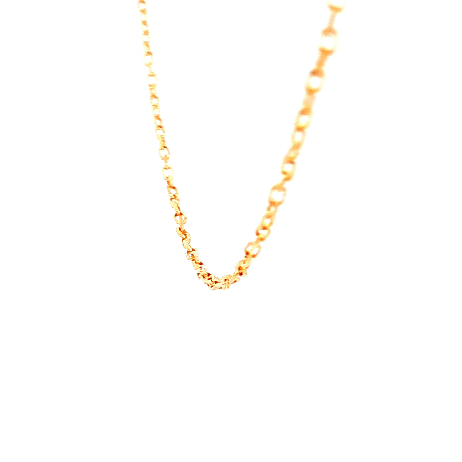 Gauge Diamond Cut Rectangular Trace Link Necklace in Yellow Gold
