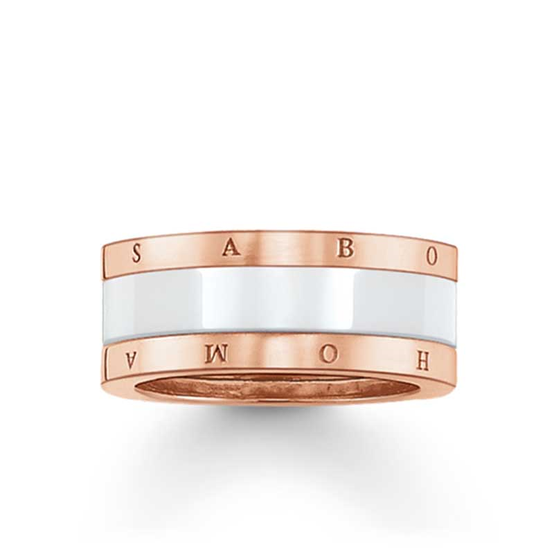 Thomas Sabo White Ceramic Rose Gold Plated Ring