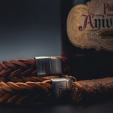 Preston - Cognac -15mm Sawtooth Braided Leather Cuff Bracelet