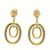 Diamond Double Circle Drop Earrings Set in Yellow Gold