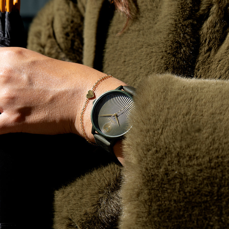 Forest Green Oozoo Watch With Forest Green Leather Strap