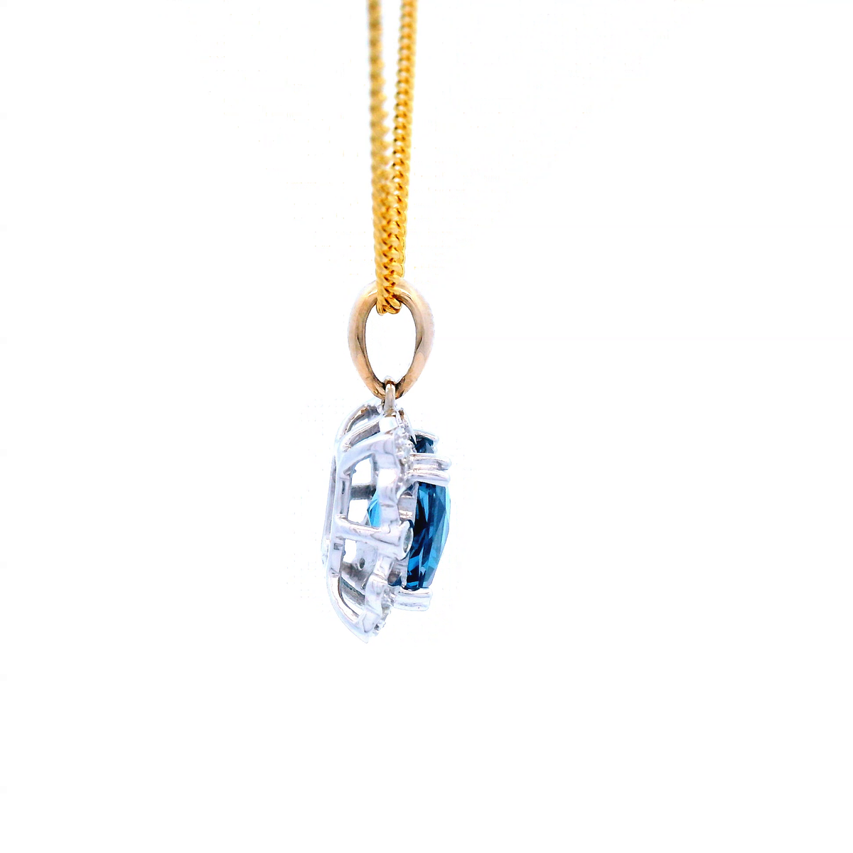London Blue Topaz Octagonal Diamond and Bail Necklace