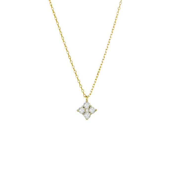 DPI Sterling Silver Gold Plated Necklace with White Flower Pendant