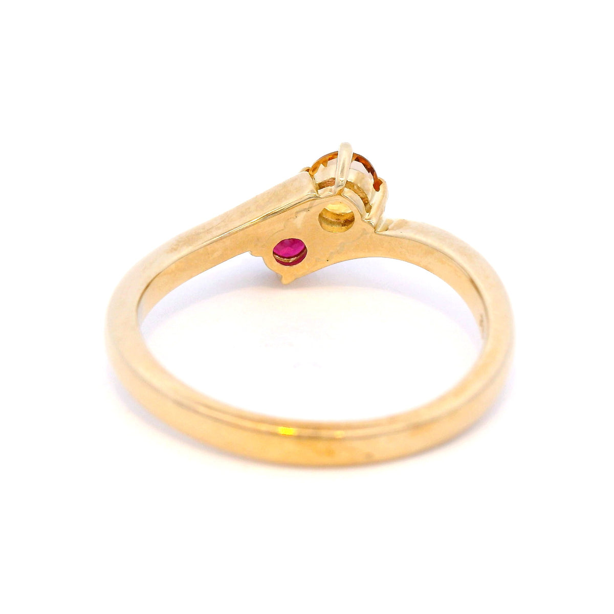 Citrine and Rhodonite Garnet in Yellow Gold Dress Ring