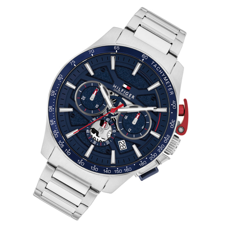 Tommy Hilfiger Stainless Steel Blue Dial Chronograph Men's Watch