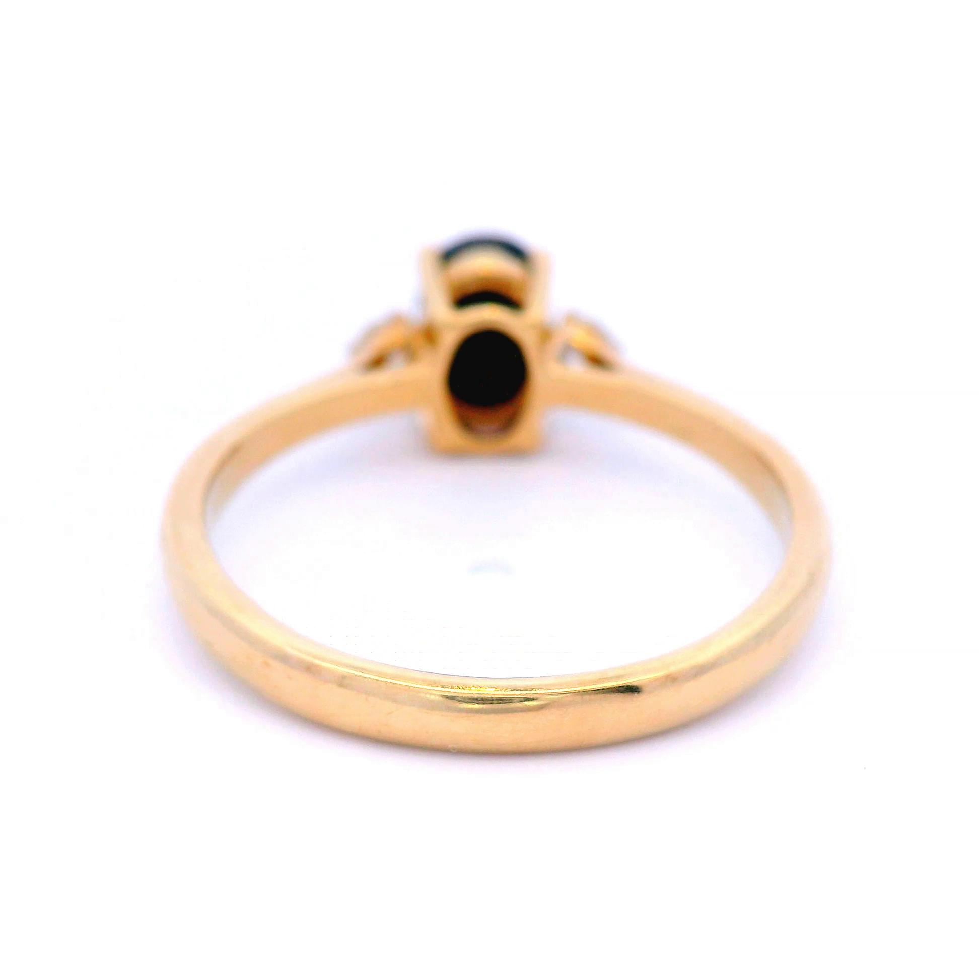 Oval Cut Black Sapphire in Yellow Gold Dress Ring