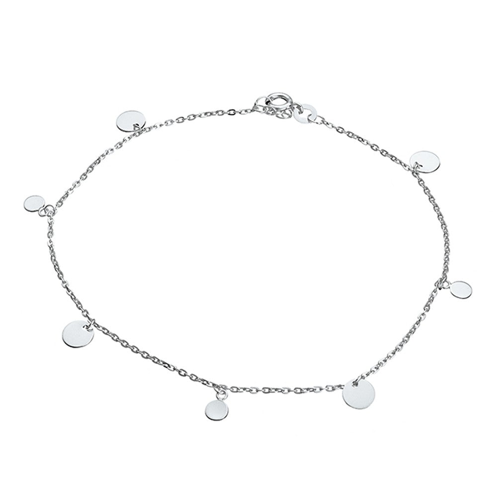 Sterling Silver Multi-Sized Flat Disc Anklet