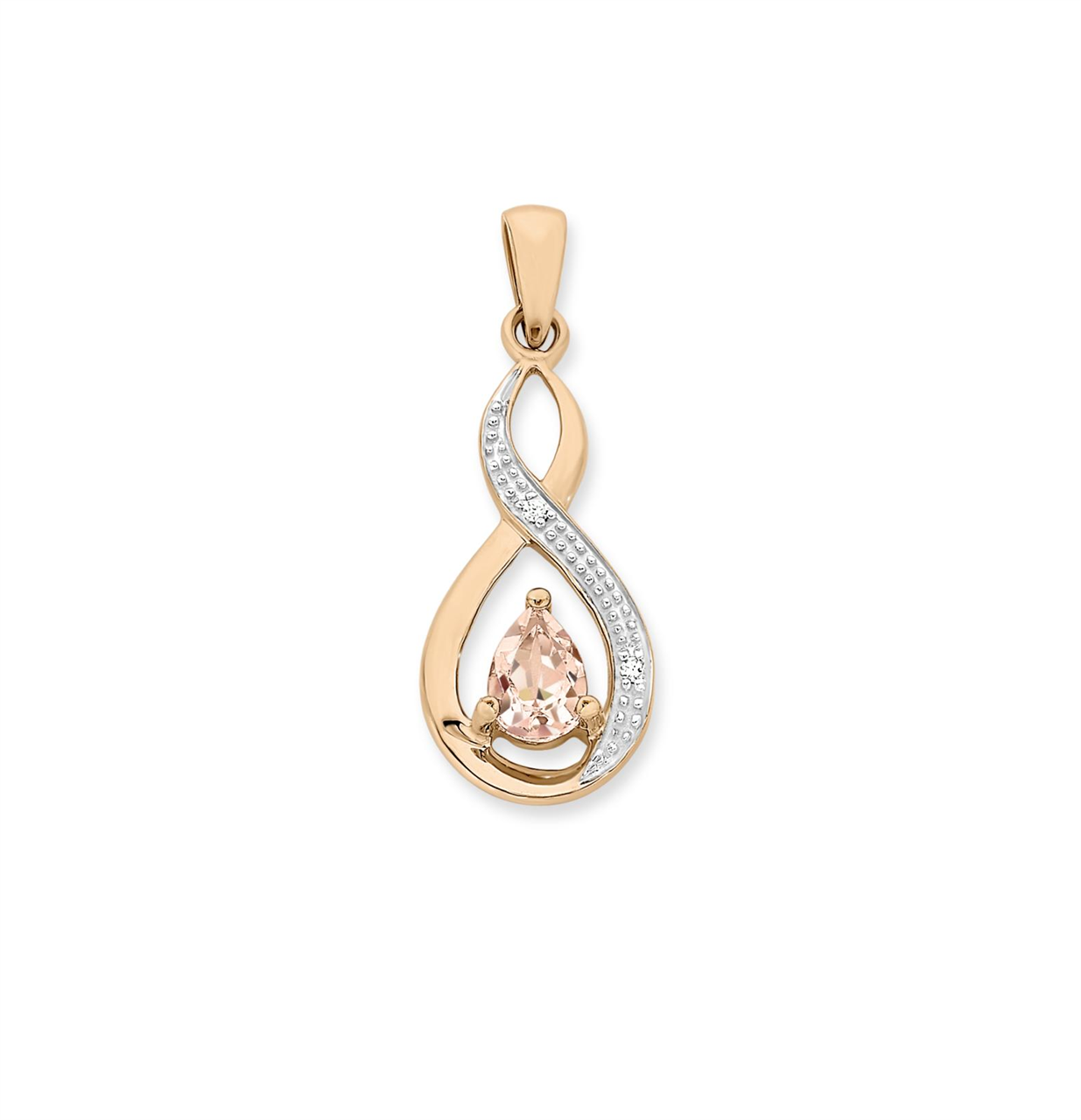 9ct Rose Gold Morganite & Diamond Pendant