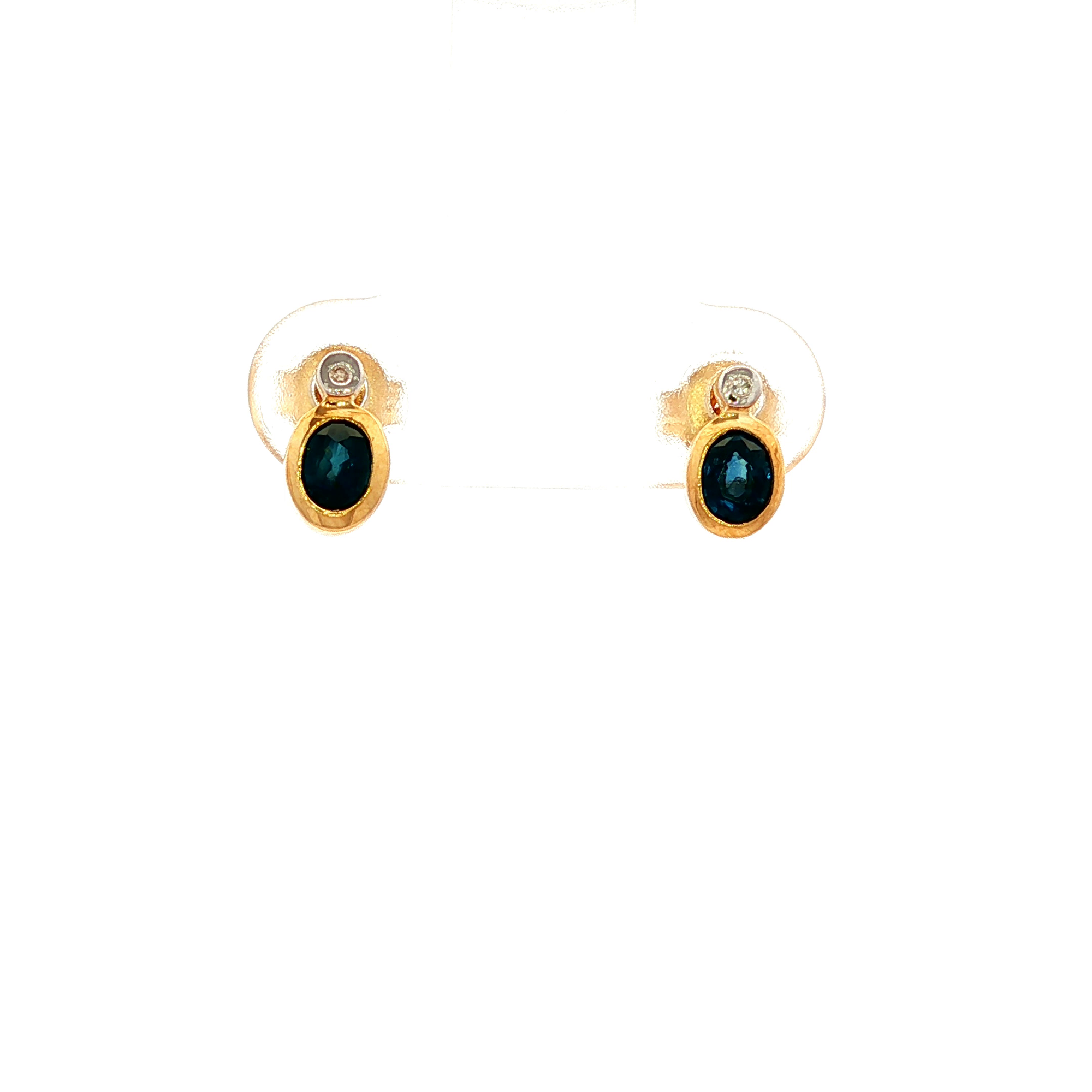 Sapphire and Diamond Stud Earrings in Yellow Gold