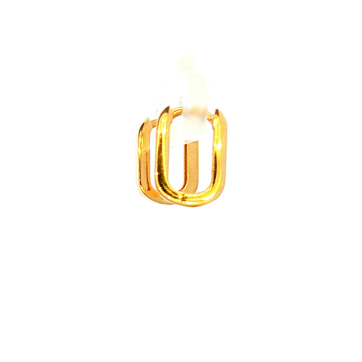 Oval Shape Huggie Earrings in Yellow Gold