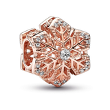 Snowflake 14k rose gold-plated charm with clear cubic zirconia