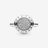PANDORA logo silver ring with cubic zirconia - 54