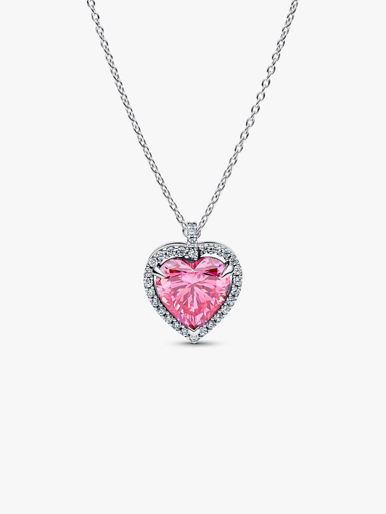 Pandora Pink Halo Heart Collier Necklace