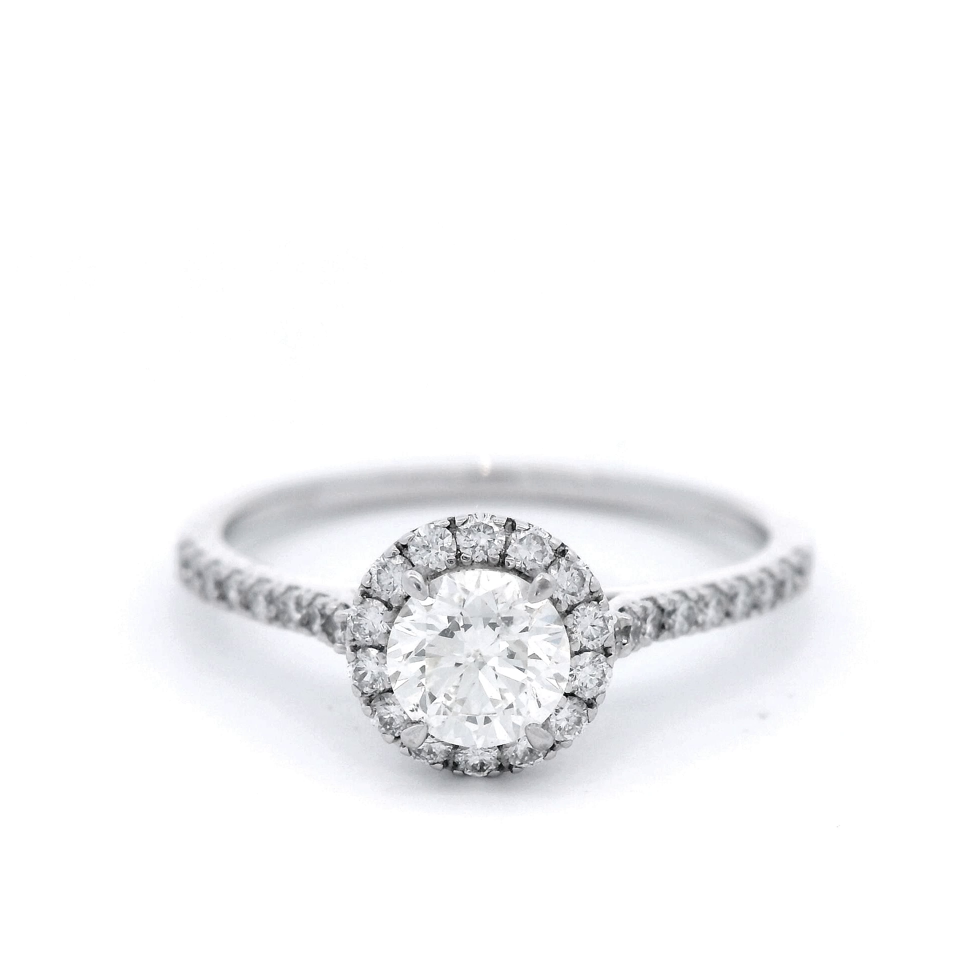 Diamond Halo Engagement Ring Set in White Gold