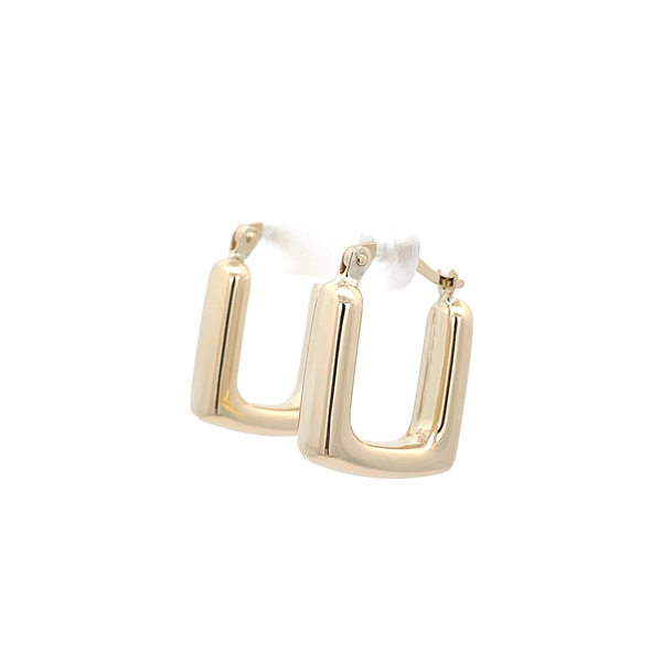 Yellow Gold Oblong Hoop Earring