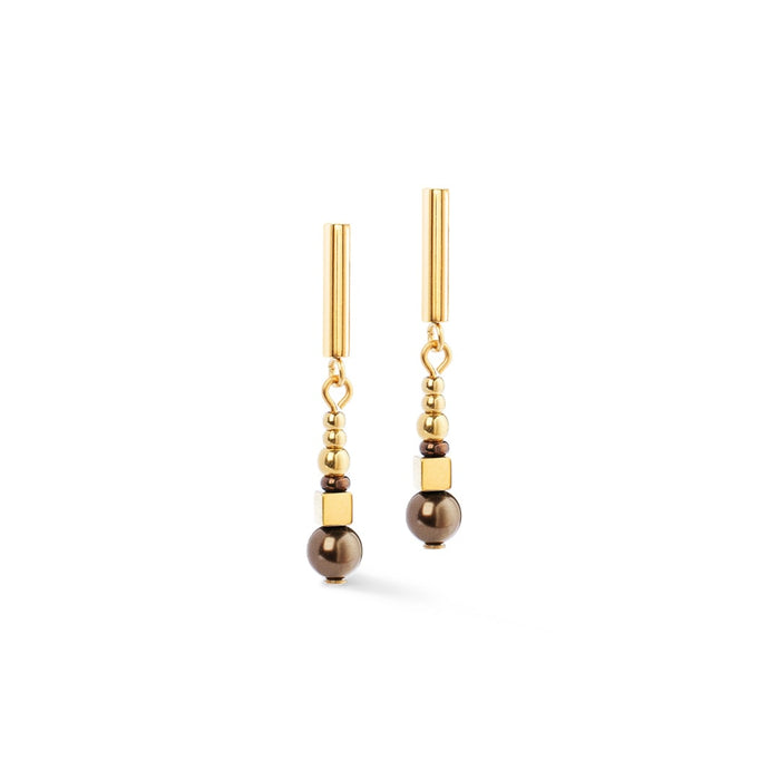 Coeur de Lion Shimmering Princess Pearls Gold-Brown Earrings