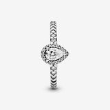 Radiant Teardrop Silver Ring w Clear CZ