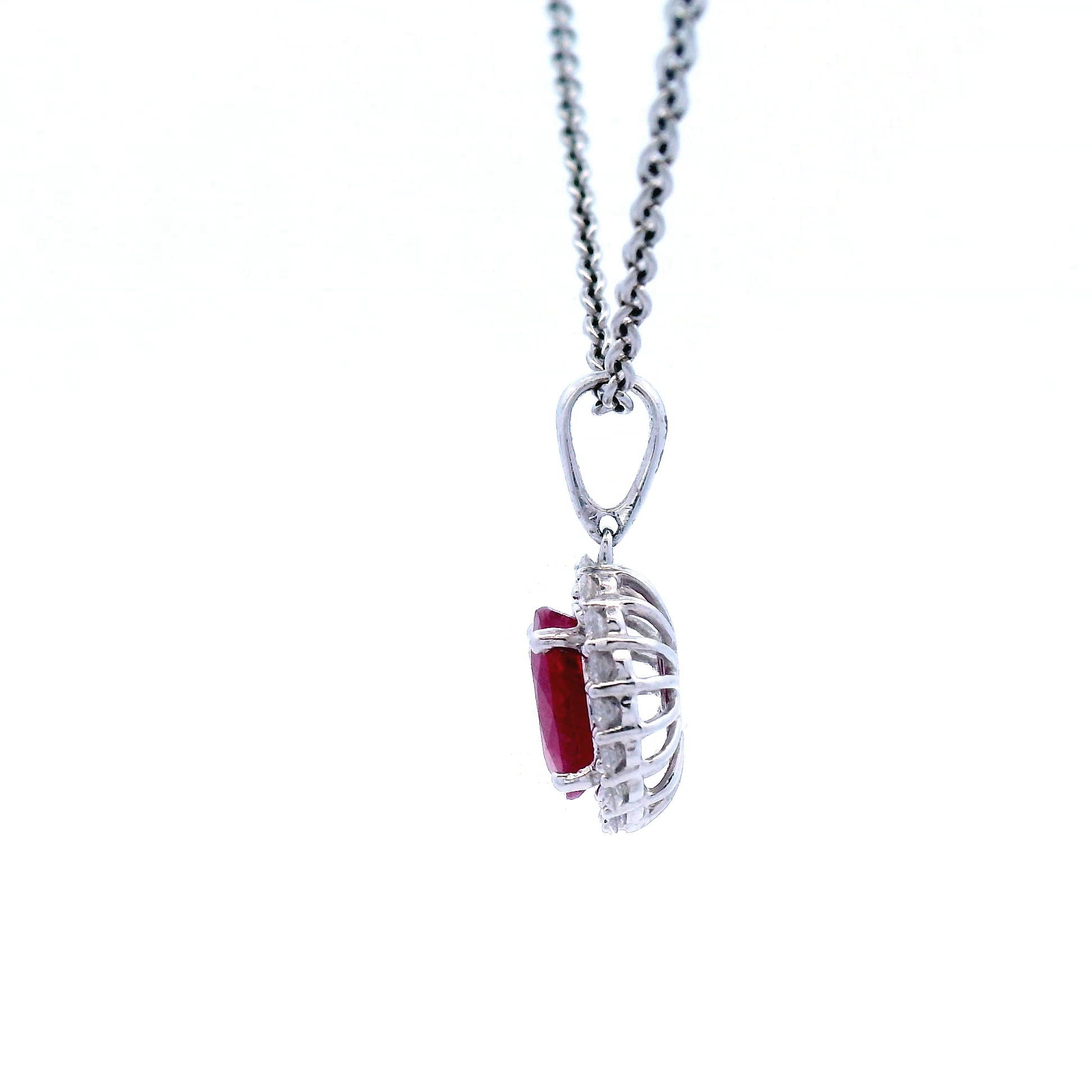 Ruby PendantSet in White Gold and White Gold Chain