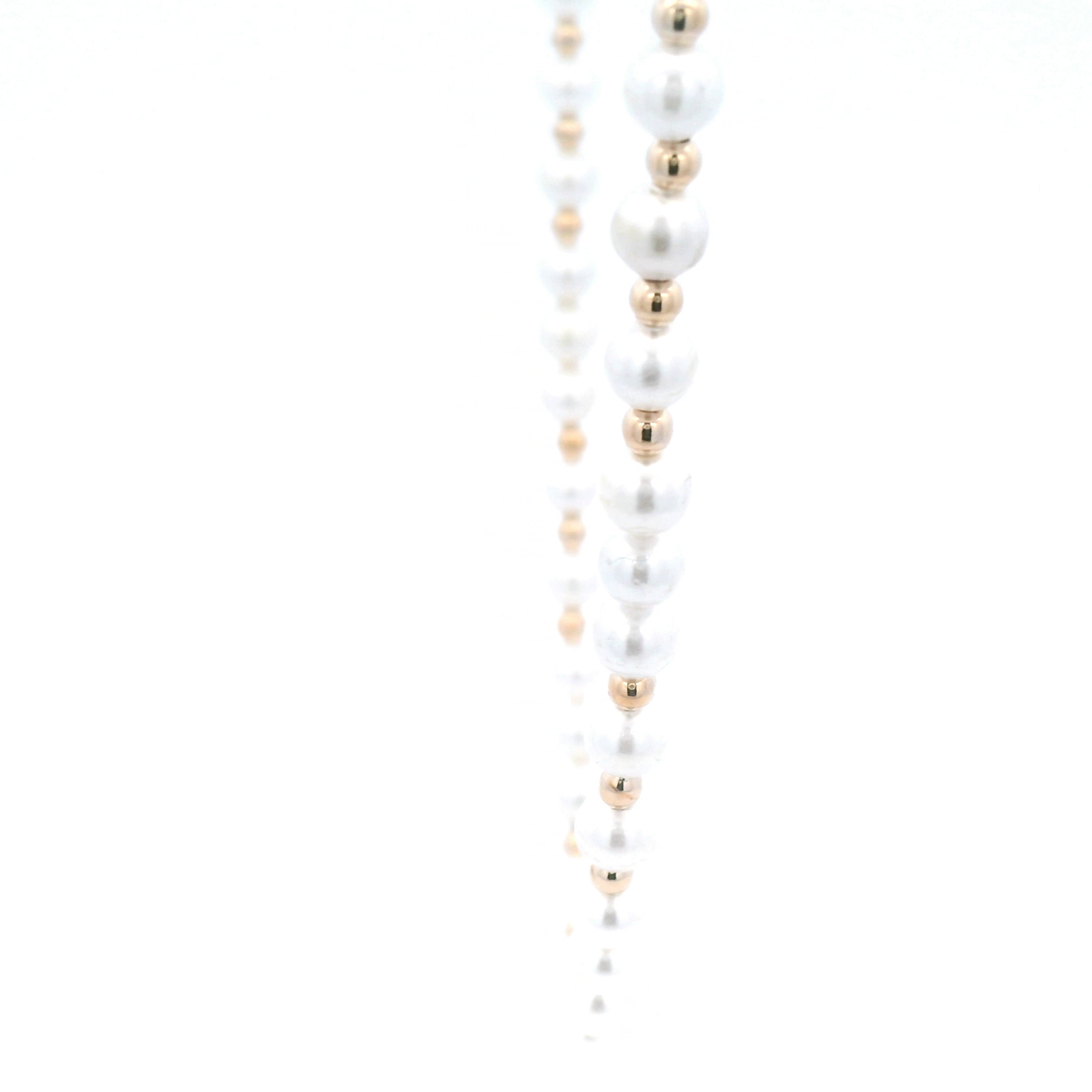 Yellow Gold Plated Alloy Bead Pearl Necklace