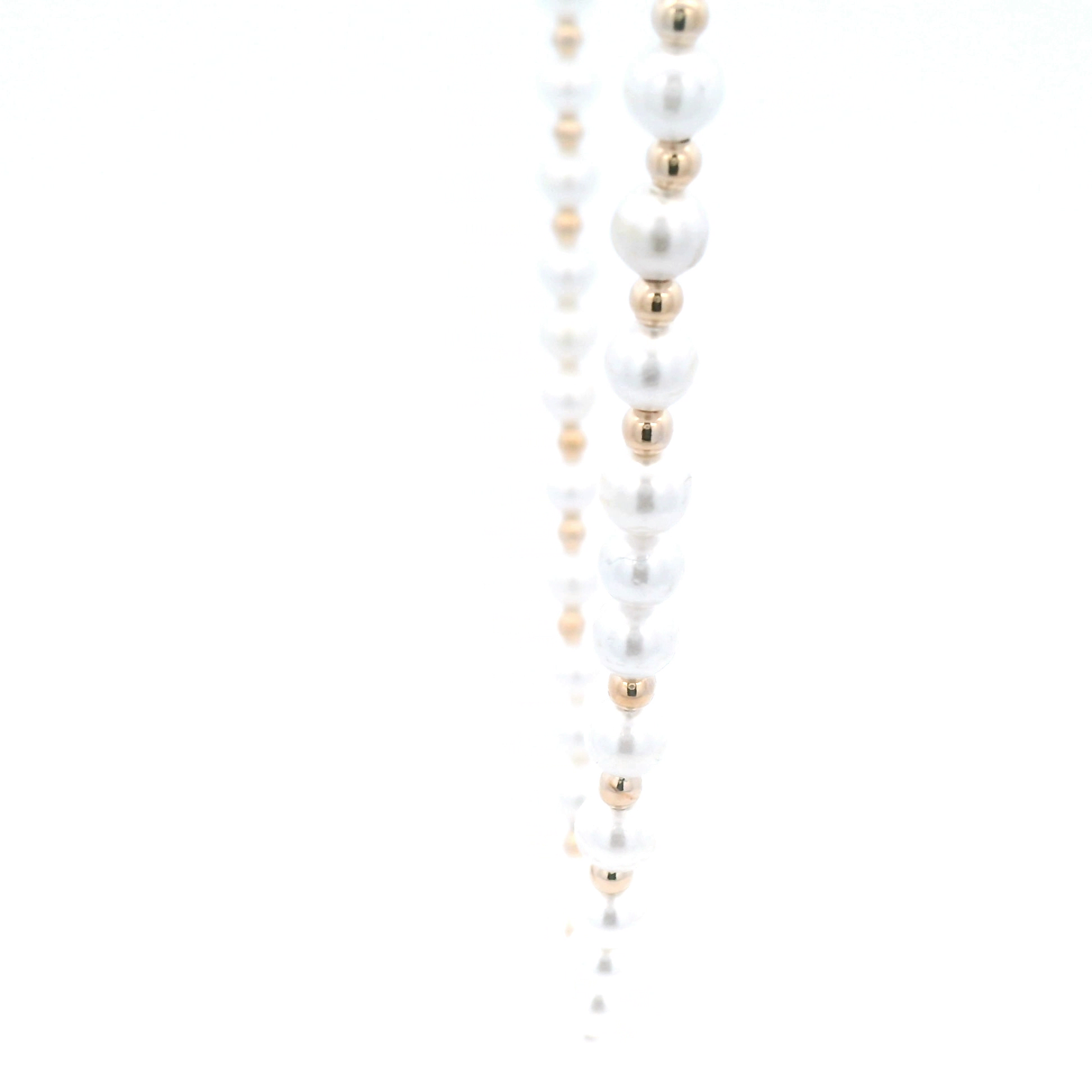 Yellow Gold Plated Alloy Bead Pearl Necklace