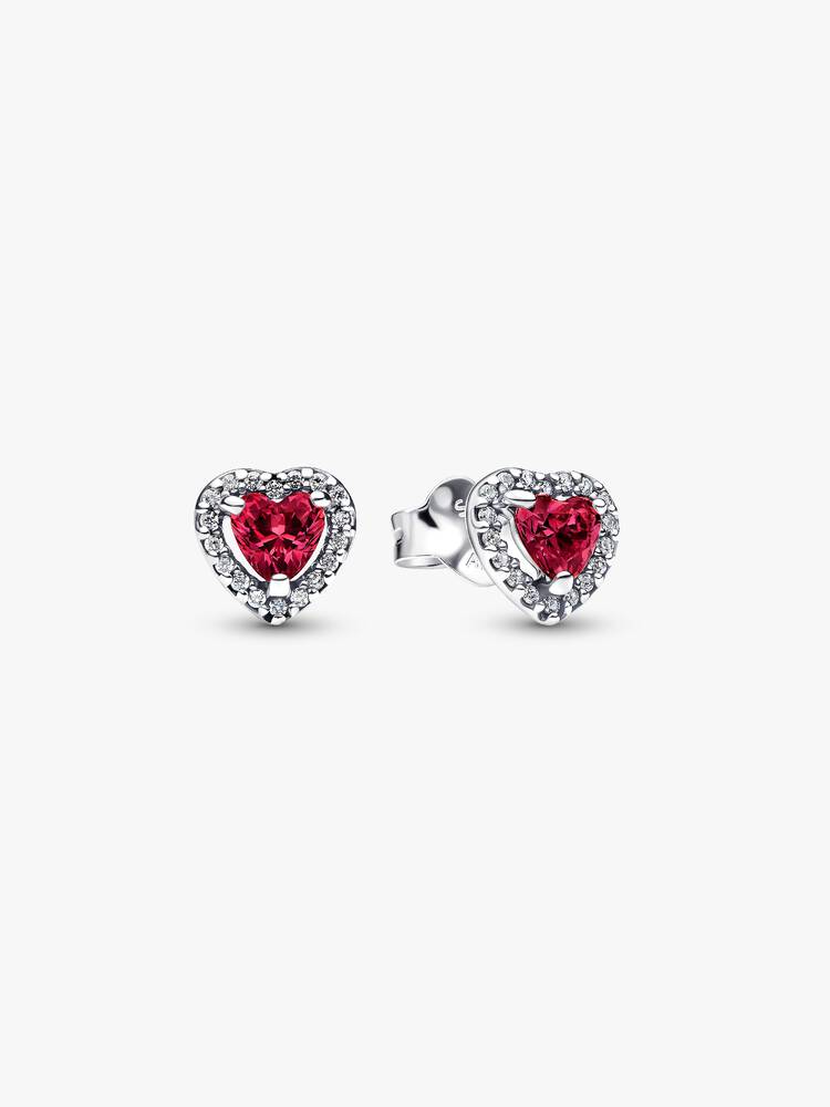Pandora Elevated Red Heart Stud Earrings