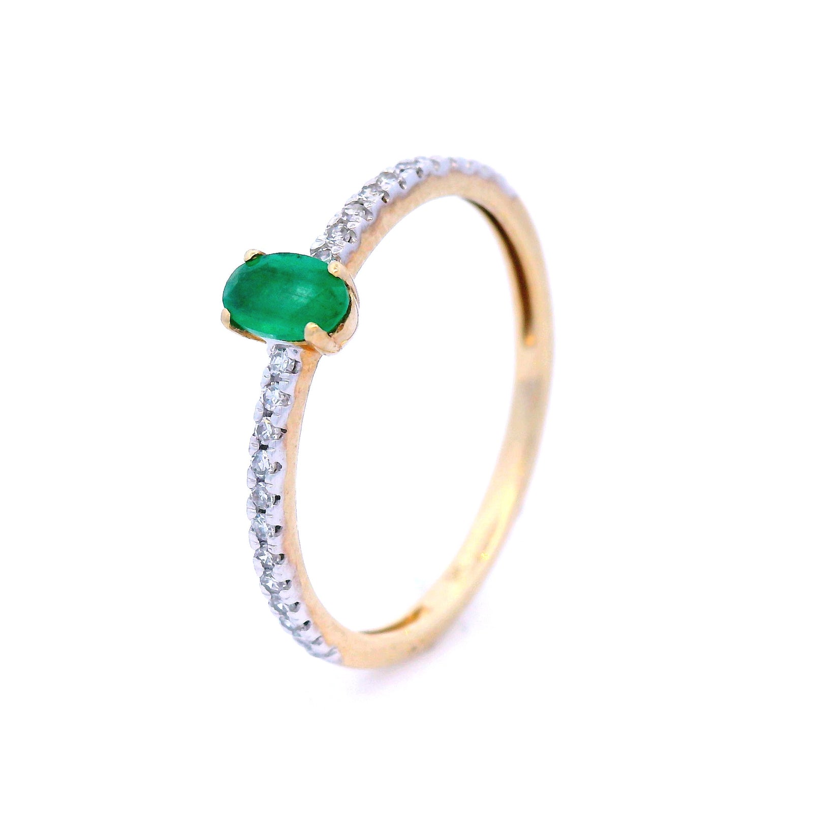 Emerald and Diamond Set Dress Ring in Yellow Gold