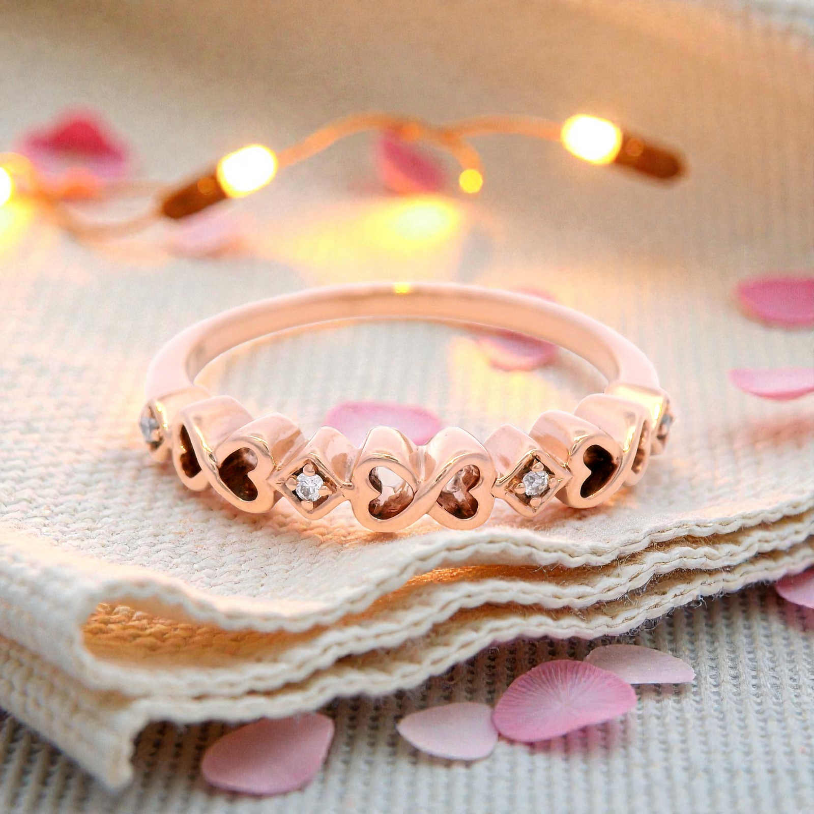 Diamond Claw Set Dress Ring in Rose Gold