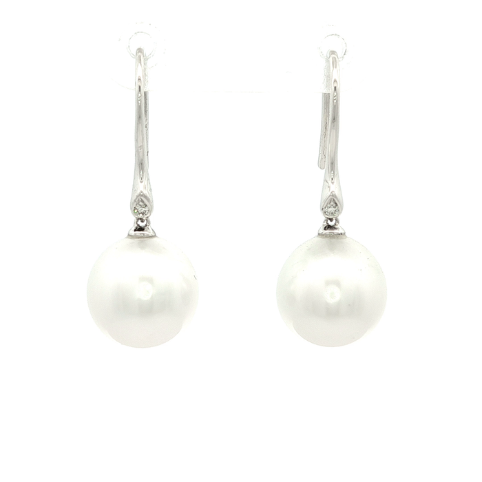 Broome South Sea Pearl and Diamond Earrings in White Gold