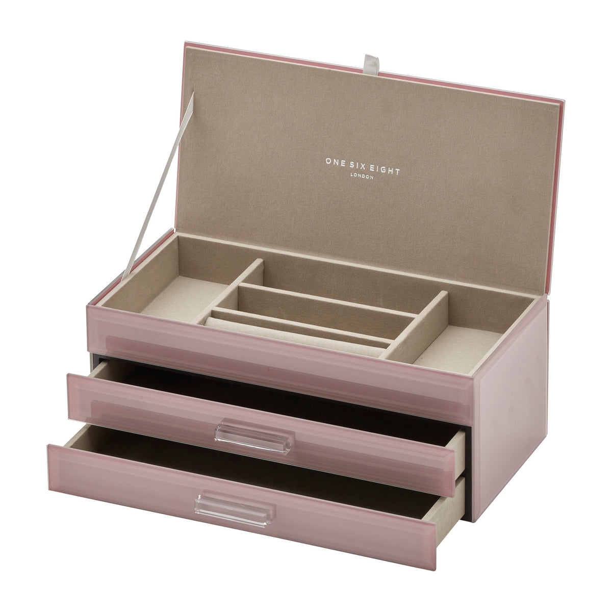 Gabriella Dusty Rose Large Glass Jewellery Box