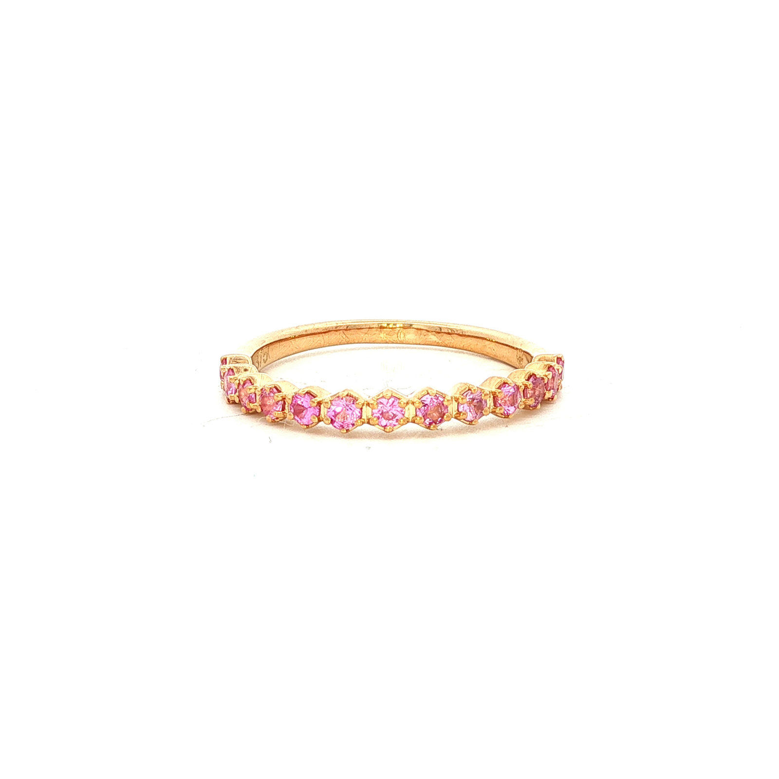 Straight Claw Set Pink Sapphire Dress Ring in Yellow Gold