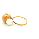 9K Yellow Gold Ball and Pearl Dress Ring