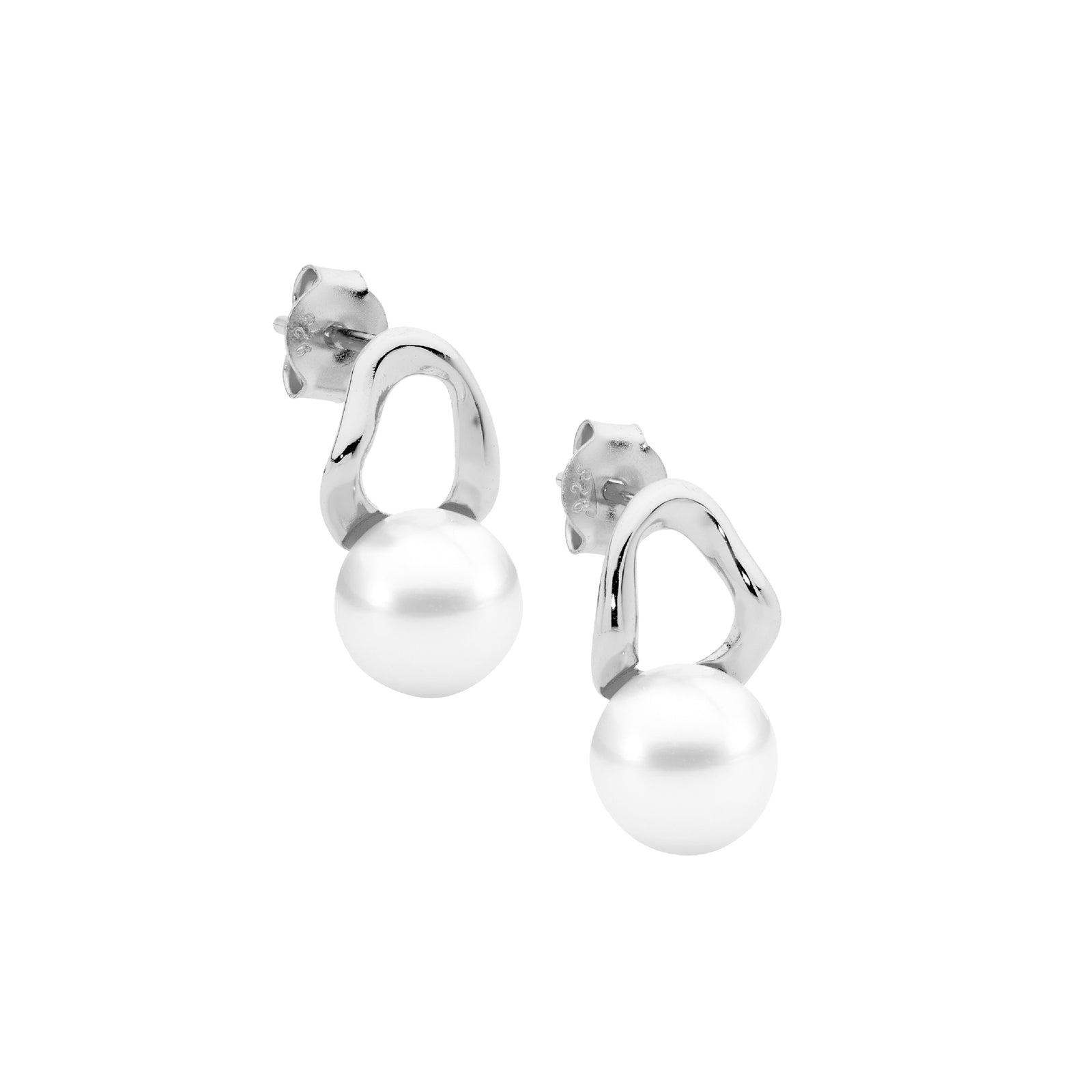 Ellani Sterling Silver Earrings Set with Freshwater Pearl