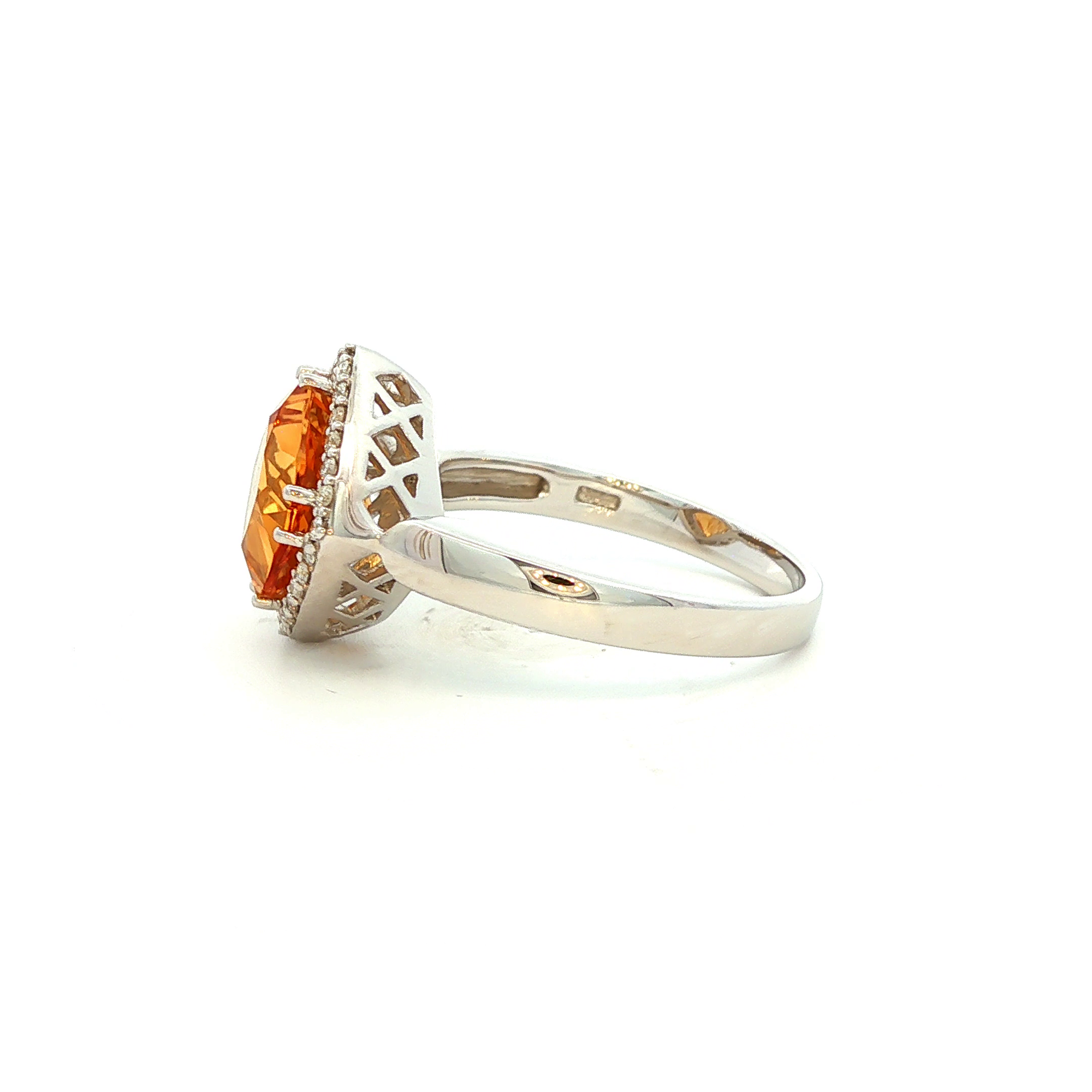 Citrine and Diamond Ring in White Gold