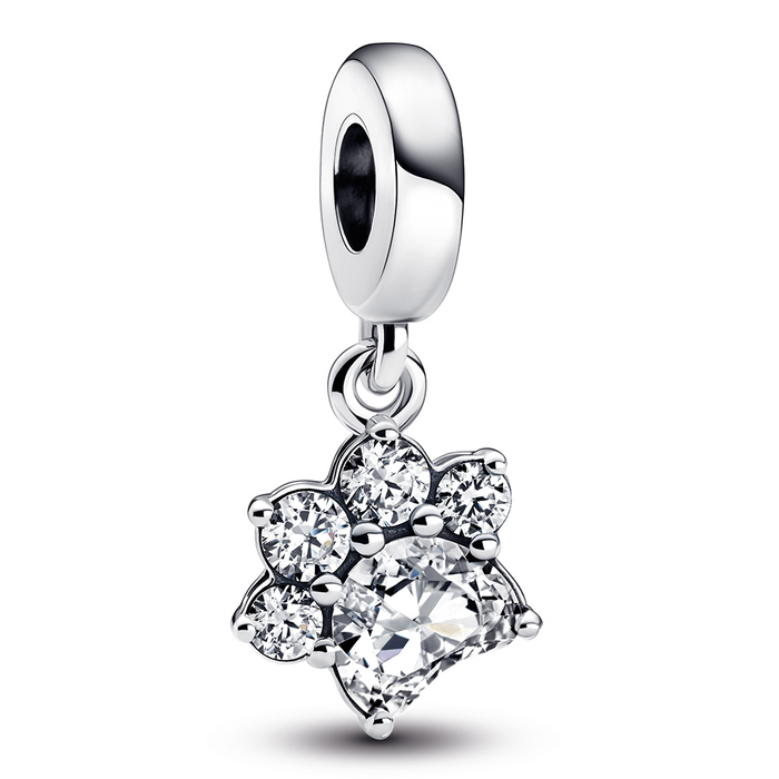 Paw sterling silver dangle with clear cubic zirconia