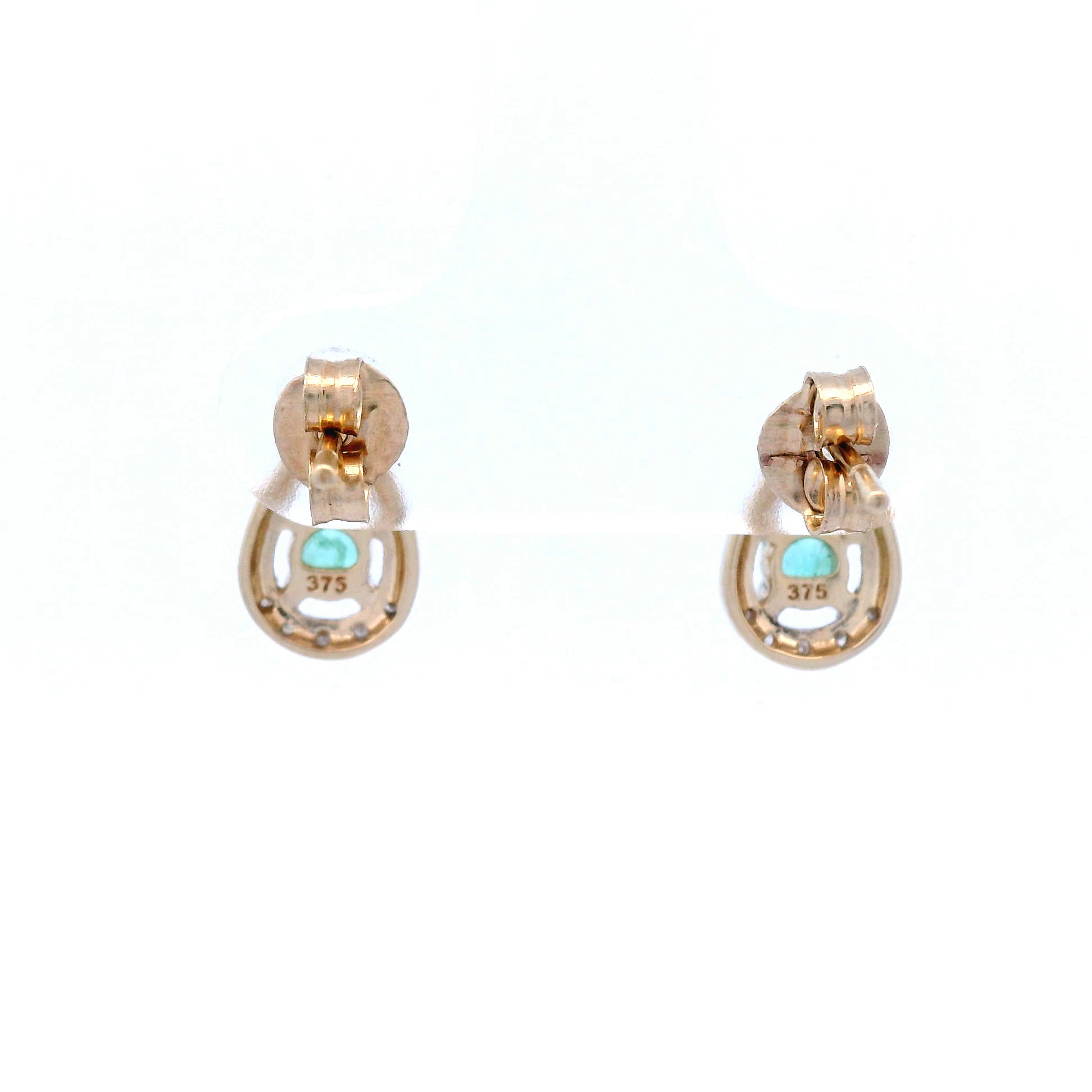 Teardrop Diamond and Emerald Set Earrings in Yellow Gold