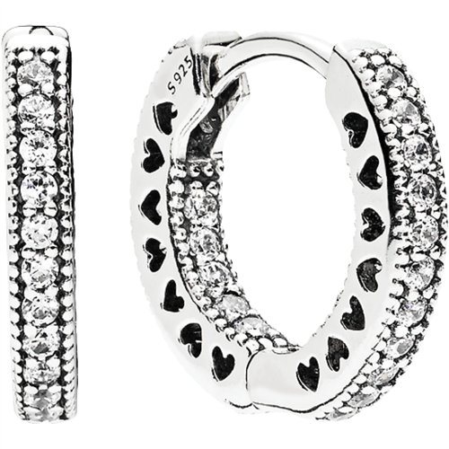 Hearts of PANDORA Small Hoops w CZ