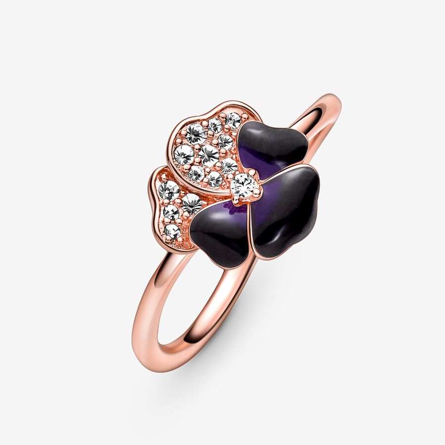 Deep Purple Pansy Flower Ring - 60