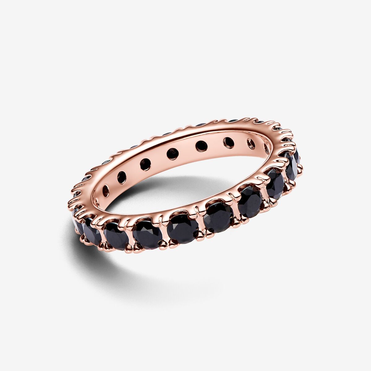 14k Rose gold-plated ring with black cystal