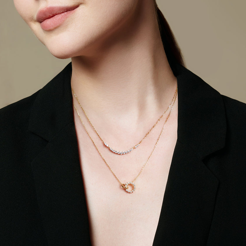 Anie Haie Gold Interlinked Circles Pave Necklace