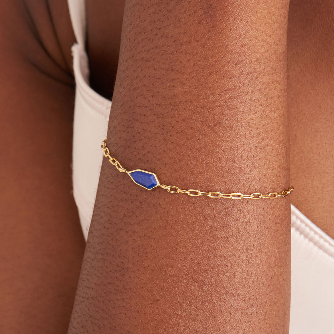 Ania Haie Gold Lapis Emblem Chain Bracelet