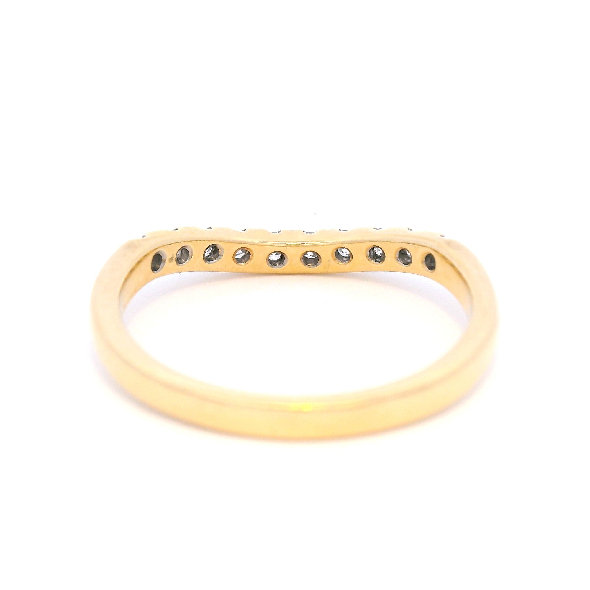 Curved Diamond Set Wedding Band in Yellow Gold