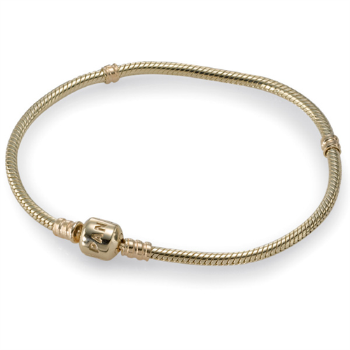 14CT Y/G PANDORA BRACELET WITH PANDORA CLASP 19CM