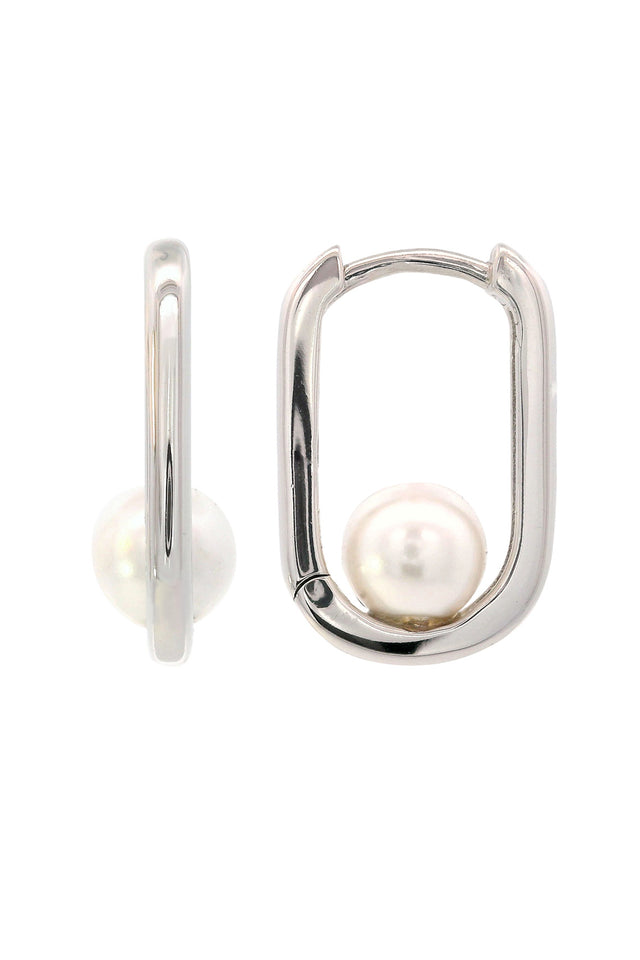 GEORGINI ADAGIO NINE-2-FIVE PEARL OVAL HOOPS SILVER