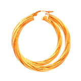 Twisted Hollow Hoop Earrings in Yellow Gold